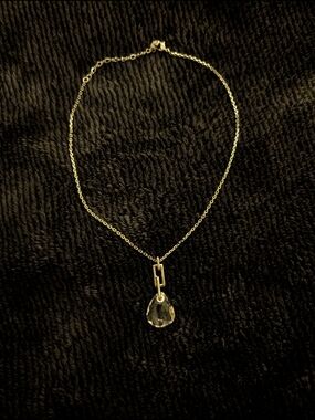 Swarovski Silver-Tone Necklace with Clear Teardrop Crystal